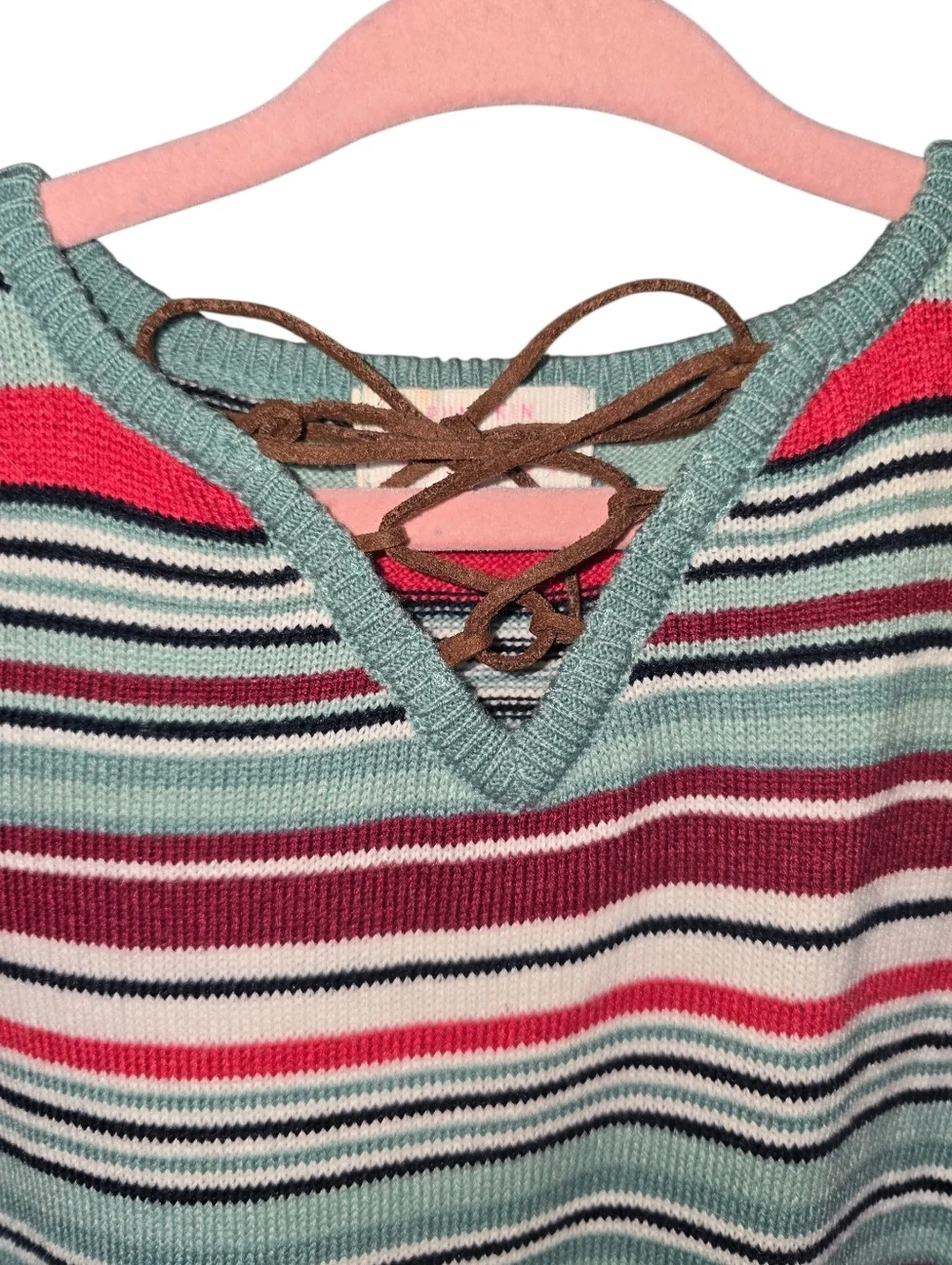 Pumpkin Patch Outfit Bundle Striped Knit Dress &Fluffy Pullover Sweater Size 5/6